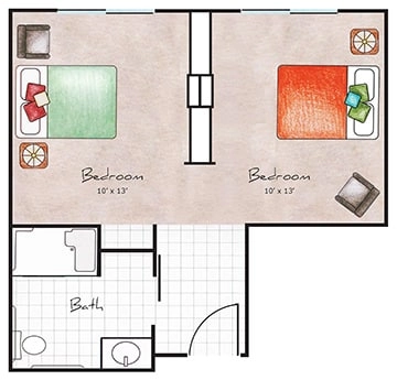 Memory Care Two Bed / One Bath 438 sq. ft.