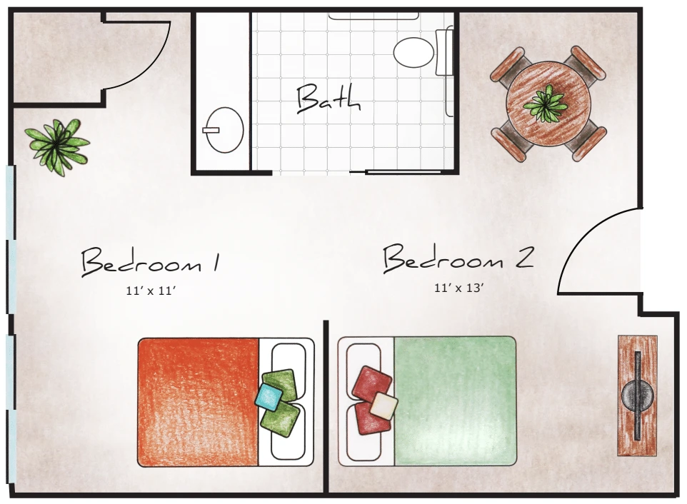 Memory Care Companion Suite 444 sq. ft.