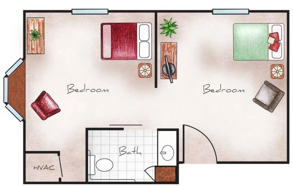 Memory Care Companion Suite 385-400 sq. ft.