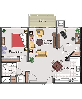 Independent Living One Bed / One Bath / Den (Windsor) 1031 sq. ft.