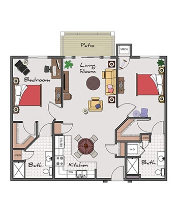 Independent Living Two Bed / Two Bath (Scottsdale) 1151 sq. ft.