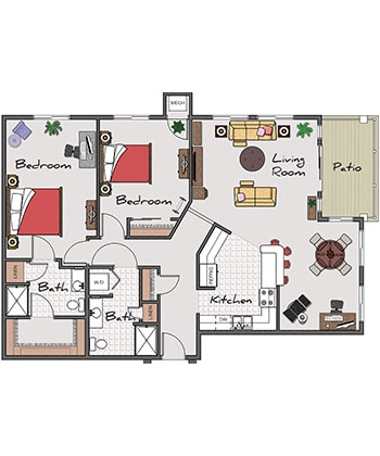 Independent Living Two Bed / Two Bath (Chesterfield) 1400 sq. ft.