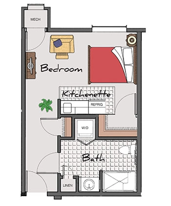 Assisted Living Studio (Bristol) 370 sq. ft.