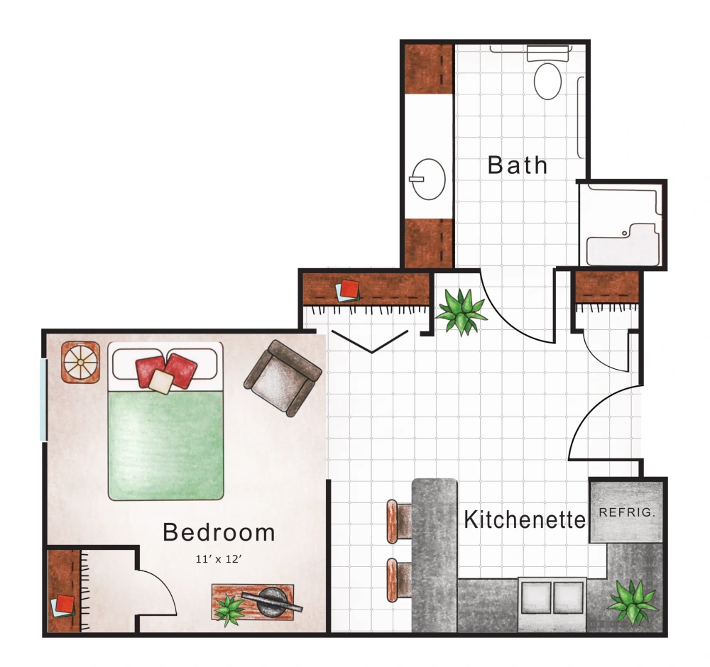 Assisted Living Studio 416 sq. ft.