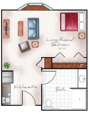 Assisted Living Studio 403 sq. ft.