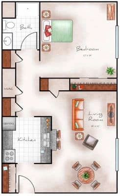 Independent Living One Bed Deluxe 735 sq. ft.