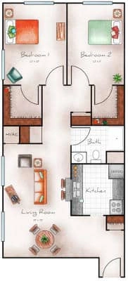 Independent Living Two Bed Standard 837 sq. ft.