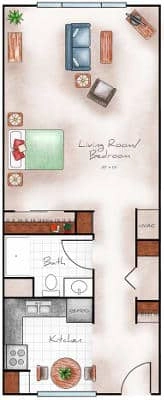 Independent Living Studio Deluxe 640 sq. ft.