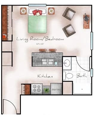 Independent Living Studio 403 sq. ft.