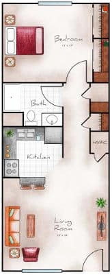 Independent Living One Bedroom 640 sq. ft.