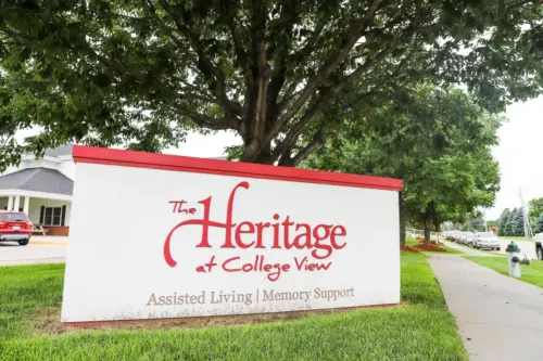 The Heritage at College View entrance sign