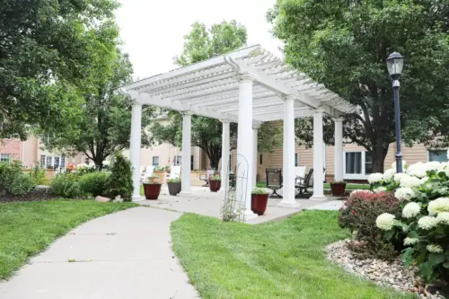 The Heritage at Fox Run assisted living secure courtyard