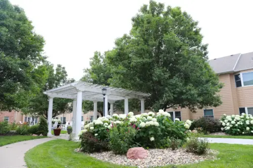 The Heritage at Fox Run assisted living secure courtyard