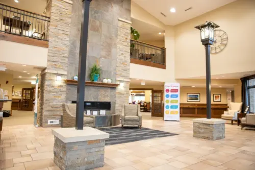 The Heritage at Legacy Large fireplace in lobby