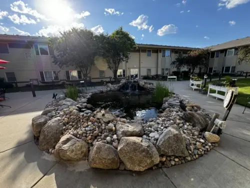 The Heritage at Meridian Gardens assisted living secure outdoor courtyard