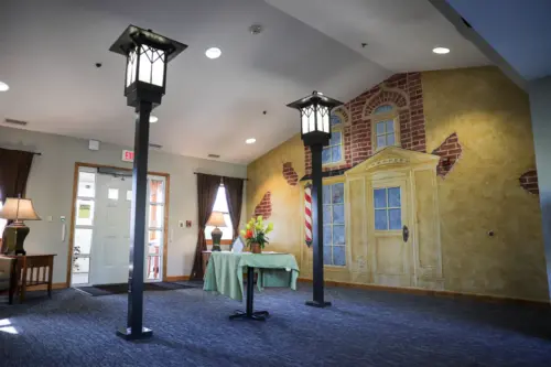 The Heritage at Meridian Gardens assisted living lobby wall mural