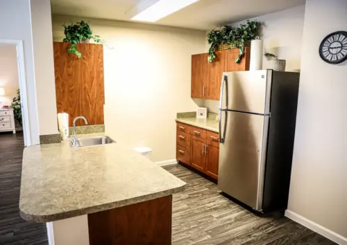 Orchard Pointe at Arrowhead assisted living apartment kitchenette