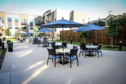 Orchard Point at Creek Valley secure outdoor courtyard and patio