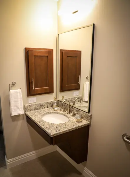 Orchard Point at Creek Valley assisted living apartment bath