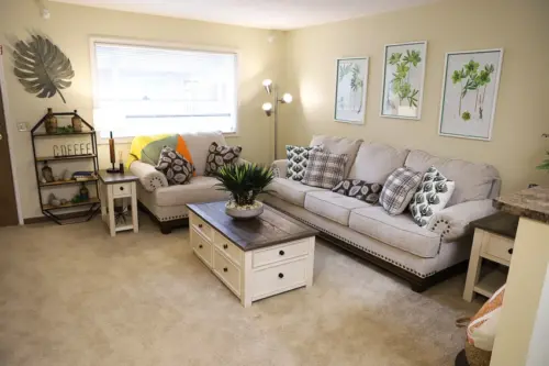 The Heritage at Northern Hills independent living apartment living room