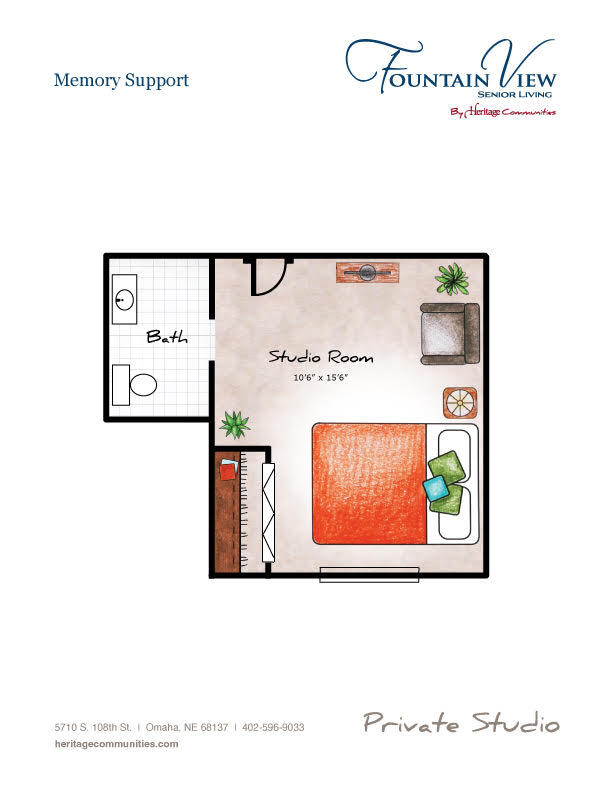 Fountain View Senior Living Memory Care Private Suite 250 sq. ft.